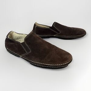 Cole Haan Mens Brown Leather Sherpa Lined Moc Driver Shoe